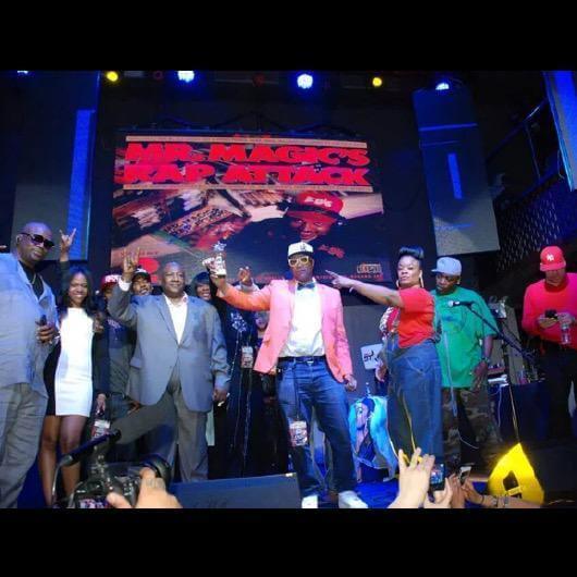 Marley Marl & Roxanne Shante with Juice Crew All Stars Induct Mr. Magic at recent Hip Hop Hall of Fame Awards TV Show in NYC