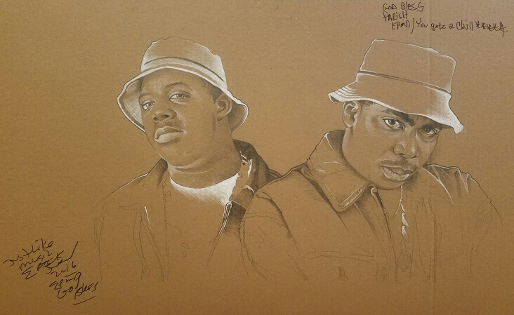‘EPMD’ – 22″ x 34″ – graphite and white charcoal on cardboard